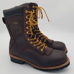 Gravel Gear Men's 10" Waterproof Steel Toe Logger Leather Work Boots Brown 13 M
